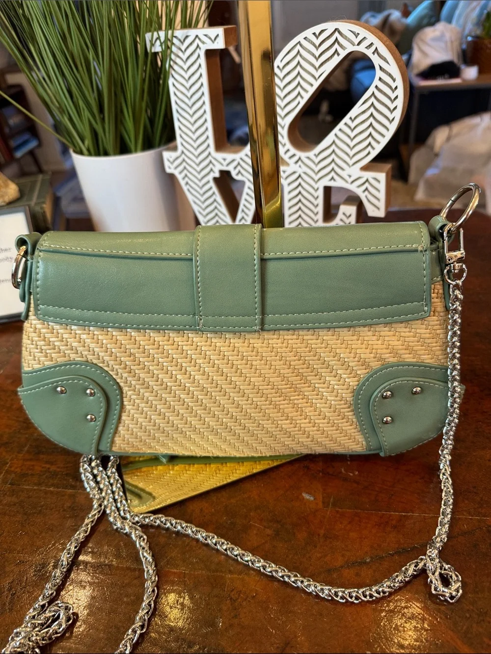 Urban Outfitters Mint Green Woven Crossbody Bag